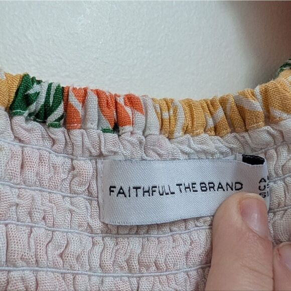 NWOT Faithfull The Brand Linen Mini Dress Size 4 Small Floral Puff Short Spring - Picture 7 of 9